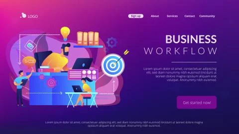 Workflow concept landing page. Stock Illustration