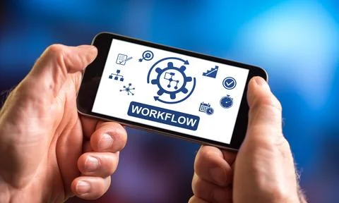 Workflow concept on a smartphone Stock Photos