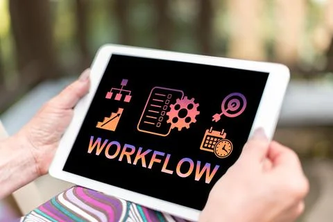 Workflow concept on a tablet Stock Photos