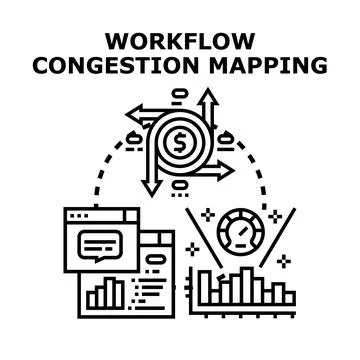 Workflow congestion mapping analyzing business process bottlenecks 库存插图