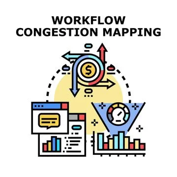 Workflow congestion mapping analyzing business process bottlenecks Stock Illustration
