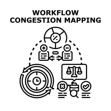 Workflow congestion mapping optimizing business process management Stock Illustration