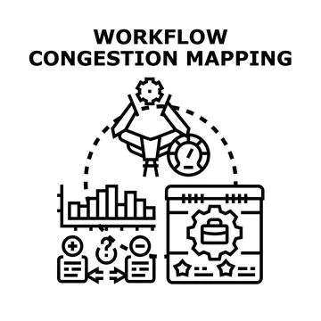 Workflow congestion mapping process concept visualizing Stock Illustration