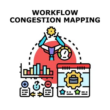 Workflow congestion mapping process concept visualizing Stock Illustration
