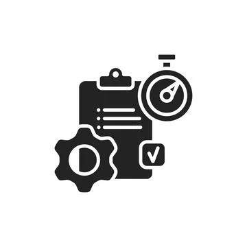 Workflow control glyph black icon. Event management. Sign for web page, mobil Stock Illustration