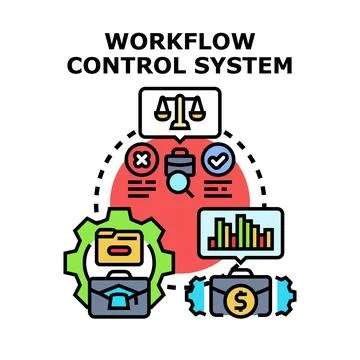 Workflow control system managing business process automation Illustrazione stock