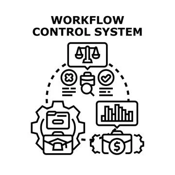 Workflow control system managing business process automation Stock Illustration
