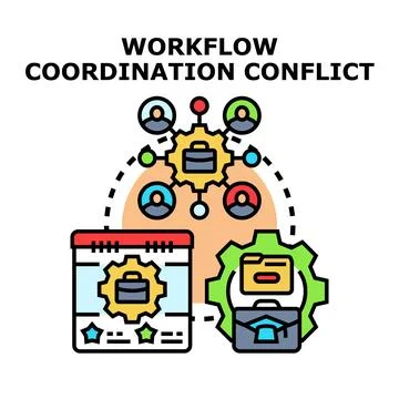 Workflow coordination conflict and task management problem イラスト素材