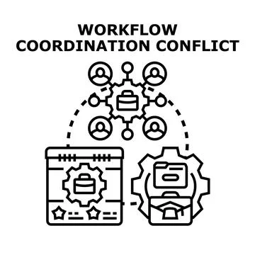 Workflow coordination conflict and task management problem Stock Illustration