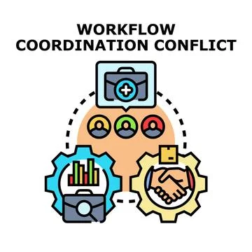 Workflow coordination conflict illustrating process management issues Stock Illustration
