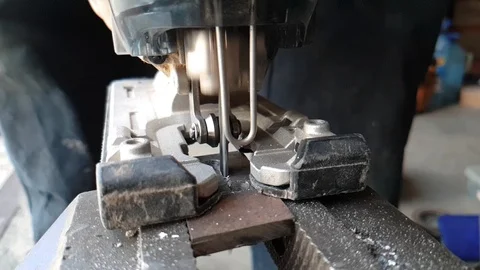 Workflow of cutting metal blank,close-up Video stock 116568128