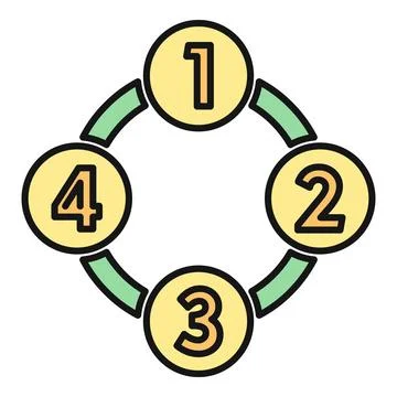 Workflow cycle diagram with four numbered steps 스톡 일러스트