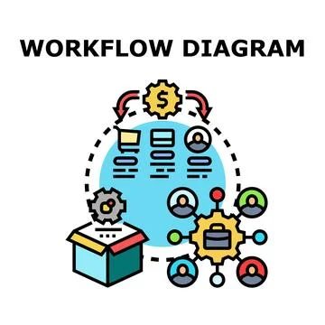 Workflow diagram illustrating business process management concept Stock Illustration