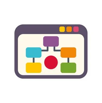 Workflow diagram showing process steps in browser window 스톡 일러스트