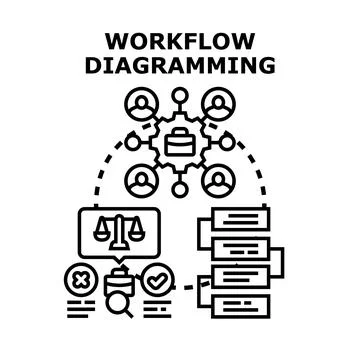 Workflow diagramming process planning and business management イラスト素材