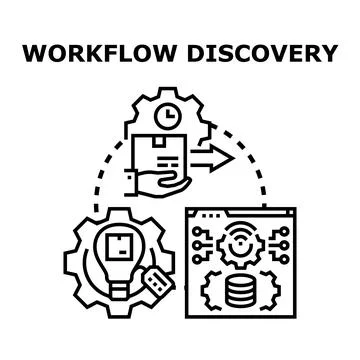 Workflow discovery process for business optimization and management Stock Illustration