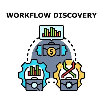 Workflow discovery process exploring business opportunities 스톡 일러스트