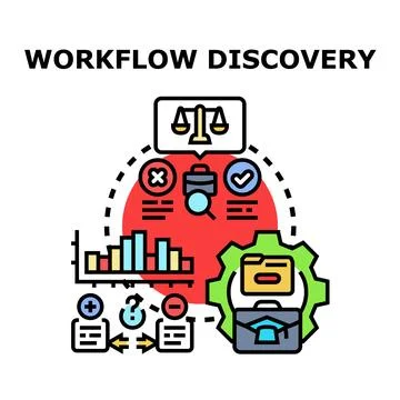 Workflow discovery process exploring business strategy Stock Illustration