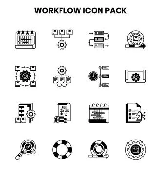 Workflow DuoTone Bundle Icons Pack Stock Illustration