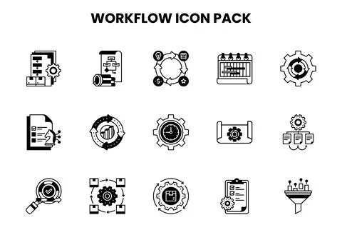 Workflow DuoTone Bundle Icons Pack Stock Illustration