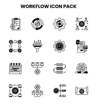 Workflow DuoTone Collection Icons Pack Stock Illustration