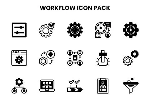 Workflow DuoTone Graphics Icons Pack 库存插图