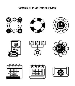 Workflow DuoTone Scalable Icons Pack 库存插图