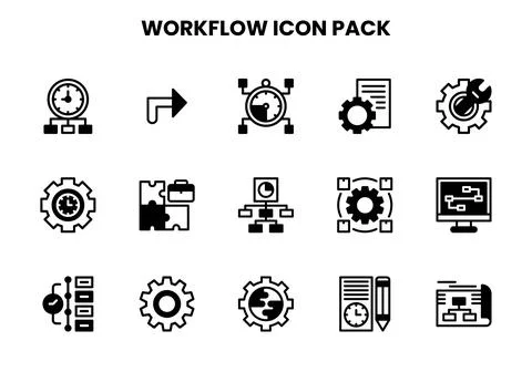 Workflow DuoTone Set Icons Pack 库存插图