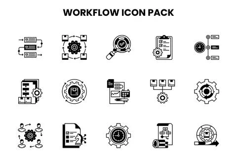 Workflow DuoTone Set Icons Pack Stock Illustration