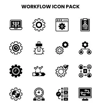 Workflow DuoTone Vector Icons Pack Stock Illustration