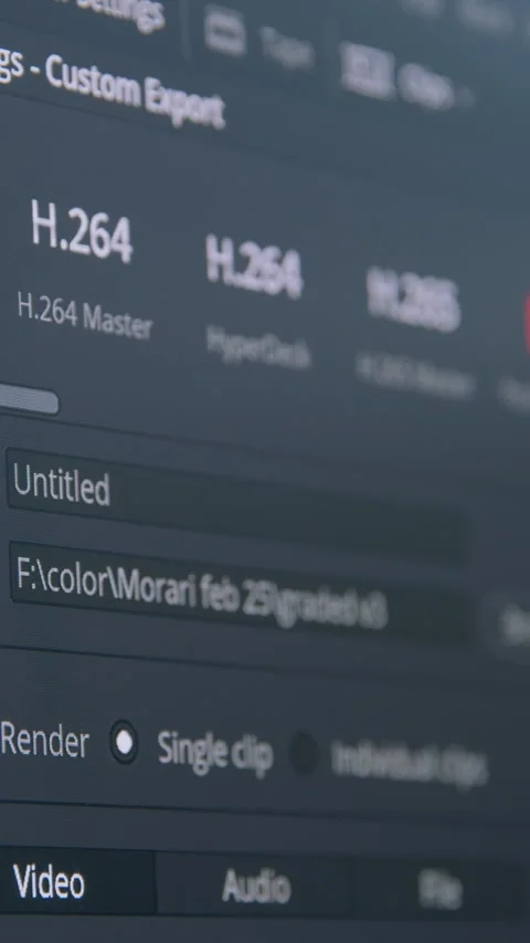 The workflow of editing and colorizing clips. Large computer monitors with the Stock Footage 313928665