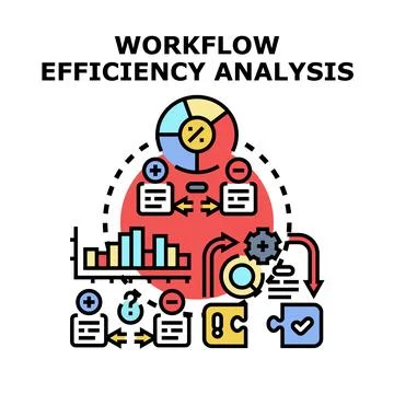 Workflow efficiency analysis business process optimization Stock Illustration