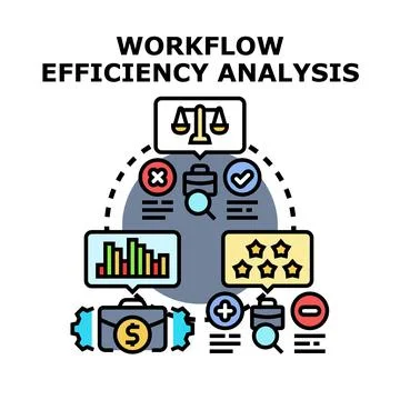 Workflow efficiency analysis evaluating business process optimization Illustration