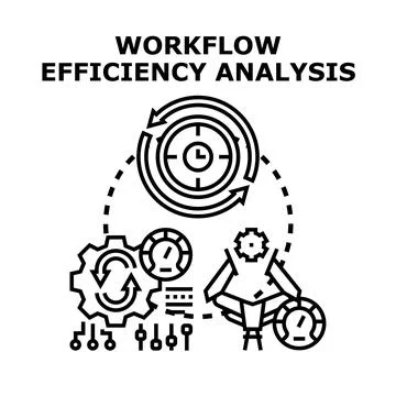 Workflow efficiency analysis process improving business performance Stock Illustration