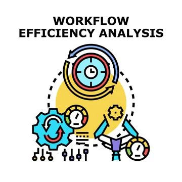 Workflow efficiency analysis process improving business performance 库存插图