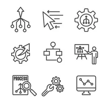 Workflow Efficiency Icon Set - Operations, Processes, Automation, etc 库存插图