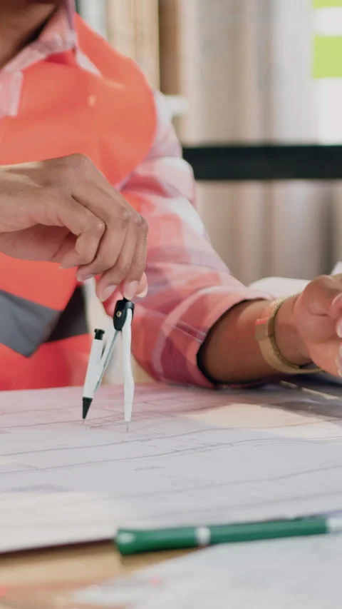 Workflow in engineering workroom where unrecognizable successful experienced mal Stock Footage 328655965