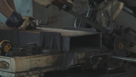 Workflow of a factory worker using tools for working with metal parts Stock Footage 125881303