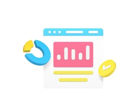 Workflow financial analyzing business research brainstorming 3d icon realis.. Stock Illustration