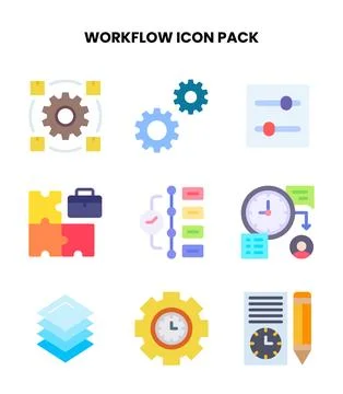 Workflow Flat Collection Icons Pack Stock Illustration