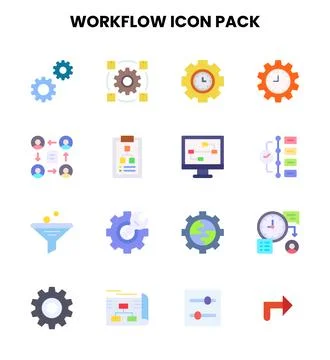 Workflow Flat Design Icons Pack Stock Illustration