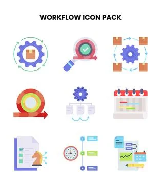 Workflow Flat Design Icons Pack Stock Illustration