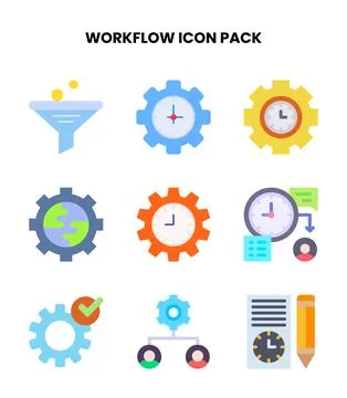 Workflow Flat Design Icons Pack Stock Illustration