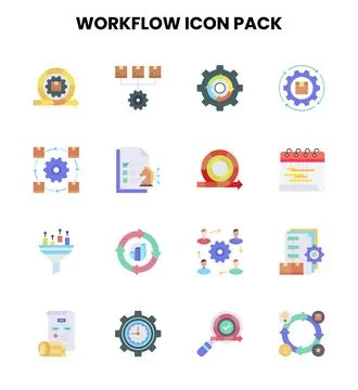 Workflow Flat Graphics Icons Pack Illustrazione stock