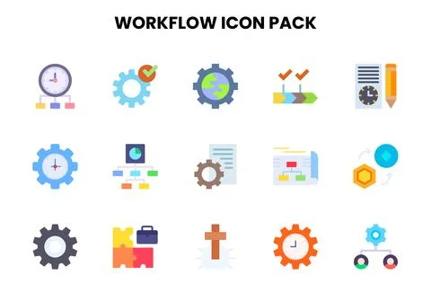 Workflow Flat Icons Pack Stockillustratie
