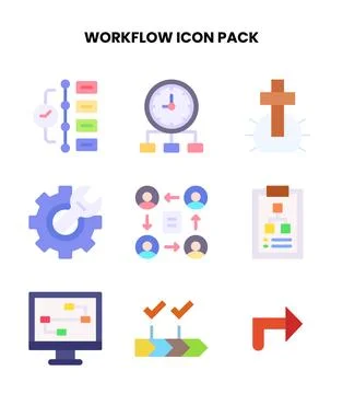Workflow Flat Set Icons Pack Stock Illustration