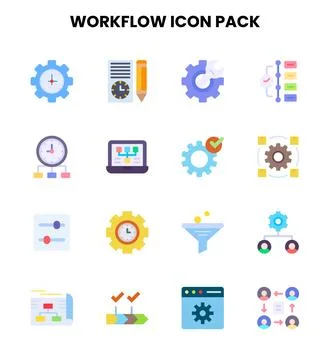 Workflow Flat Set Icons Pack Stock Illustration