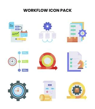 Workflow Flat UI Icons Pack Stock Illustration