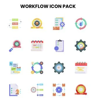 Workflow Flat Vector Icons Pack 스톡 일러스트