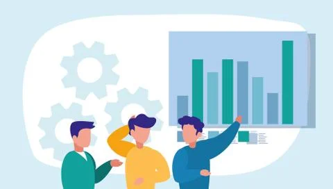 Workflow gears and men vector design 스톡 일러스트
